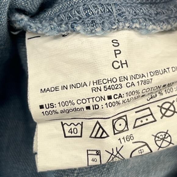 OLD NAVY Top Womens S BOYFRIEND Denim Chambray Button Up Tunic Shirt Cotton Blue - Picture 9 of 12